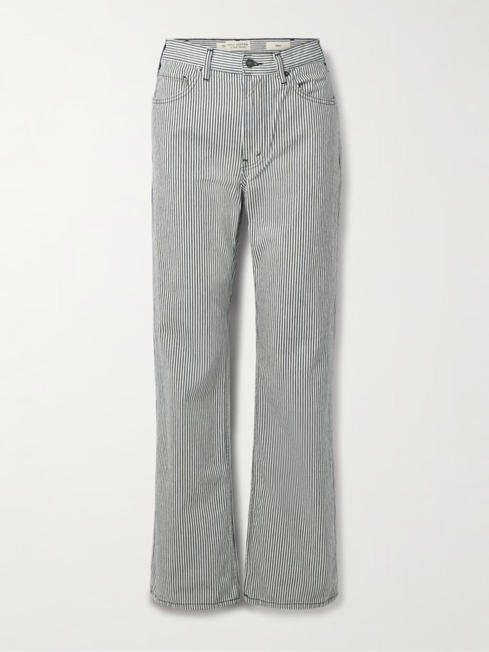 Nili Lotan Black & White Pinstripe Straight-Leg Jeans - Picture 9 of 9